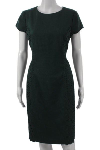 Susana Monaco Womens Sheath Dress Green Short Sleeve Round Neck Size 10