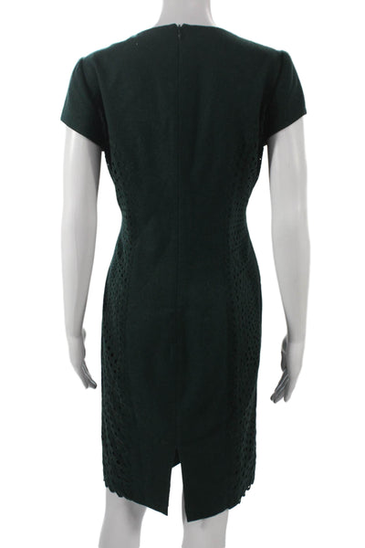 Susana Monaco Womens Sheath Dress Green Short Sleeve Round Neck Size 10