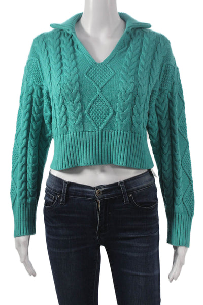 Sablyn Women Sweater Blue Cotton V Neck Long Sleeve Solid Size XS