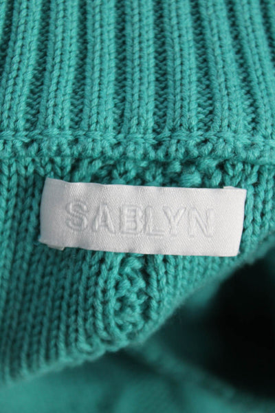 Sablyn Women Sweater Blue Cotton V Neck Long Sleeve Solid Size XS