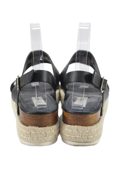 Steve Madden Womens Leather Slingbacks Espadrille Sandals Black Size 8.5 Medium