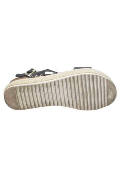 Steve Madden Womens Leather Slingbacks Espadrille Sandals Black Size 8.5 Medium