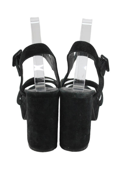 Steve Madden Womens Suede Platform Tempesst Sandal Heels Black Size 8 Medium