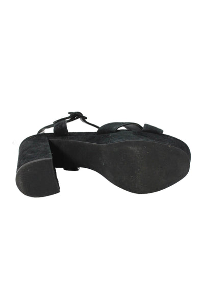 Steve Madden Womens Suede Platform Tempesst Sandal Heels Black Size 8 Medium