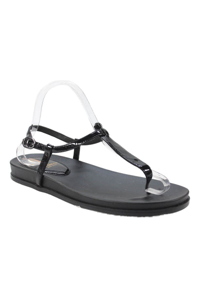 Sam Edelman Womens Patent Leather Thong Slingbacks Sandals Black Size 8.5