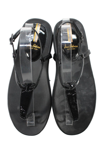 Sam Edelman Womens Patent Leather Thong Slingbacks Sandals Black Size 8.5