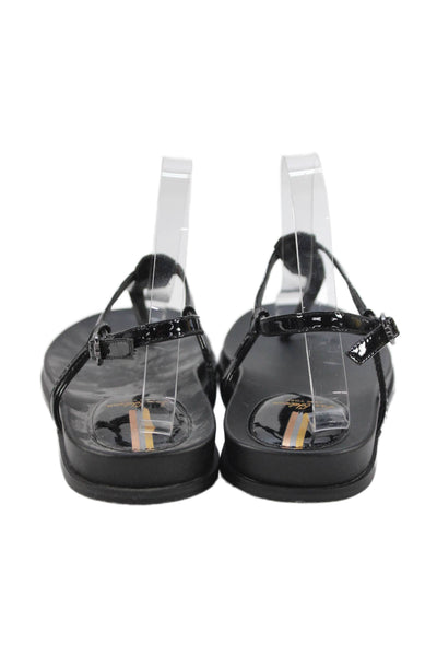 Sam Edelman Womens Patent Leather Thong Slingbacks Sandals Black Size 8.5