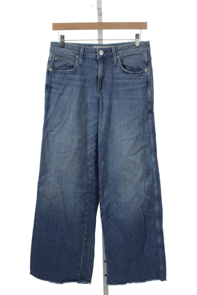 Amo Women Wide-Leg Jeans Blue Cotton Blend High Rise Button Closure Size 26