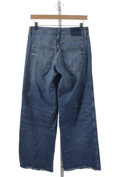 Amo Women Wide-Leg Jeans Blue Cotton Blend High Rise Button Closure Size 26