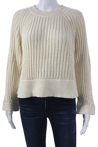 Jonathan Simkhai Women Ivory Pullover Crewneck Long Sleeve Solid Size S