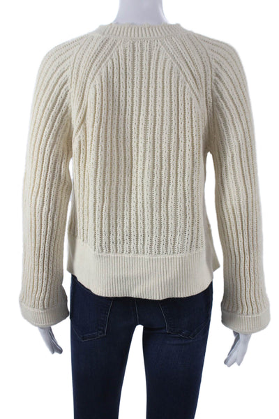 Jonathan Simkhai Women Ivory Pullover Crewneck Long Sleeve Solid Size S