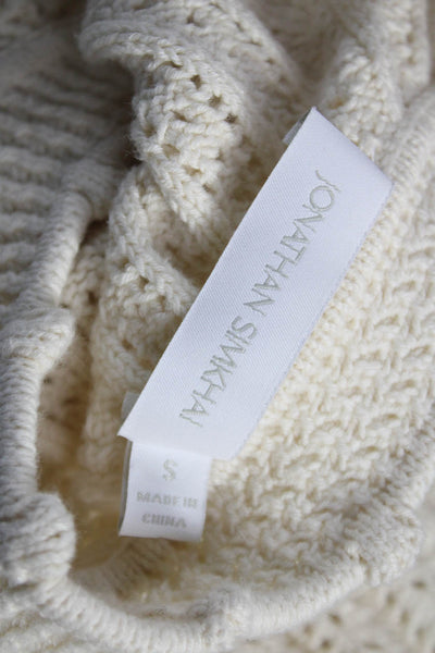 Jonathan Simkhai Women Ivory Pullover Crewneck Long Sleeve Solid Size S