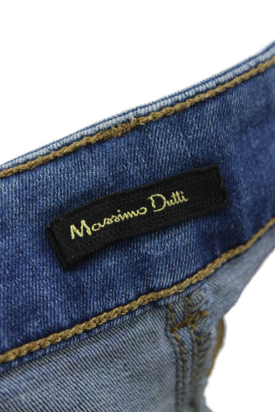 Massimo Dutti Women Blue Denim Straight Pencil Skirt Button Knee Length Size 8