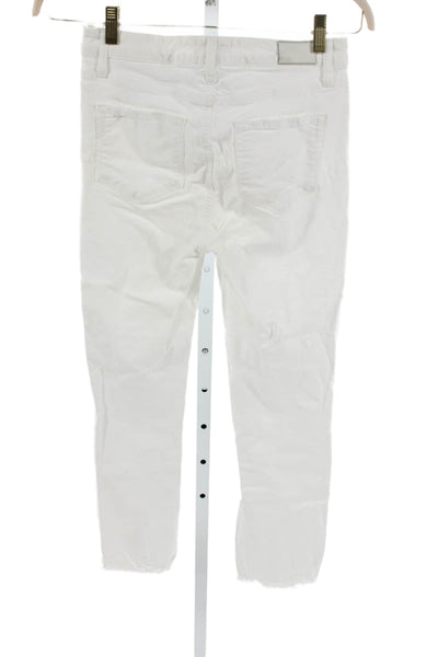 Paige Womens White Skinny Jeans Mid Rise Button Size 28