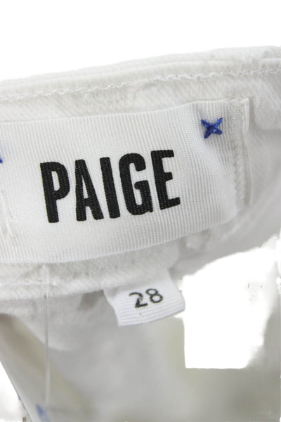Paige Womens White Skinny Jeans Mid Rise Button Size 28