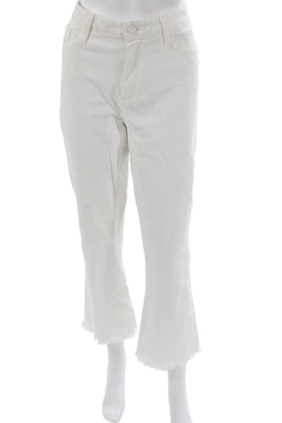 Paige Womens Cropped High Rise White Jeans Cotton Blend Size 31