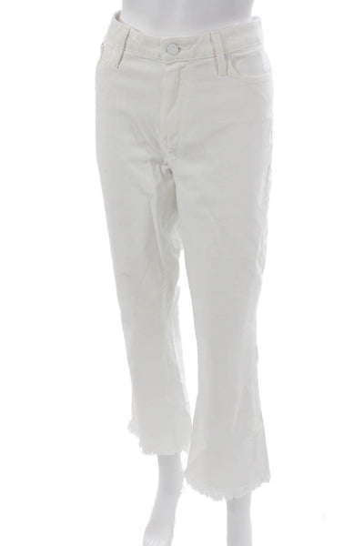 Paige Womens Cropped High Rise White Jeans Cotton Blend Size 31