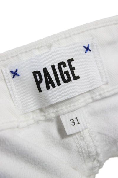 Paige Womens Cropped High Rise White Jeans Cotton Blend Size 31