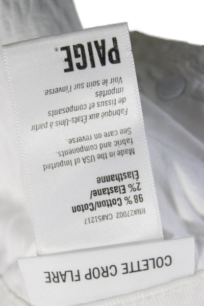 Paige Womens Cropped High Rise White Jeans Cotton Blend Size 31