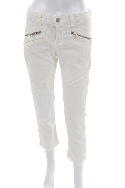 Zadig & Voltaire Womens Cropped White Jeans Low Rise Cotton Blend Size 27