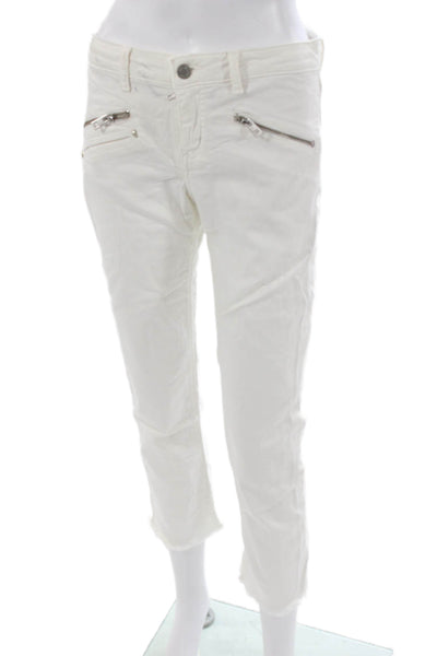 Zadig & Voltaire Womens Cropped White Jeans Low Rise Cotton Blend Size 27