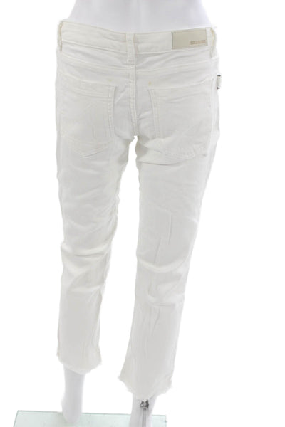 Zadig & Voltaire Womens Cropped White Jeans Low Rise Cotton Blend Size 27