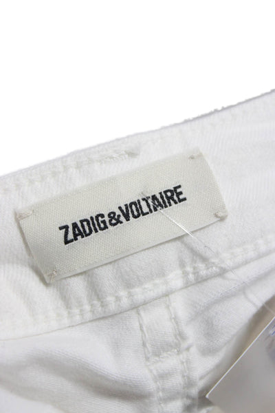 Zadig & Voltaire Womens Cropped White Jeans Low Rise Cotton Blend Size 27