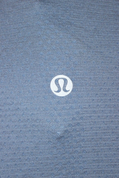 Lululemon Women Blue Basic T-Shirt Short Sleeve Round Neck Nylon Blend Size 8