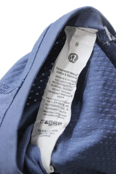 Lululemon Women Blue Basic T-Shirt Short Sleeve Round Neck Nylon Blend Size 8