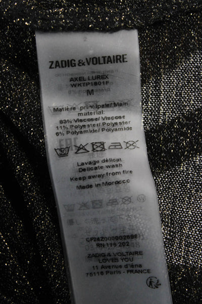 Zadig & Voltaire Womens Basic T-Shirt Black Turtleneck Long Sleeve Size M