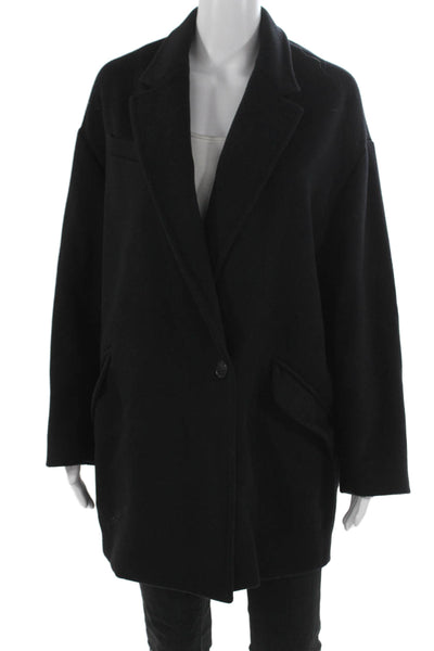 Isabel Marant Women Wool Black Overcoat Button Long Sleeve Size M