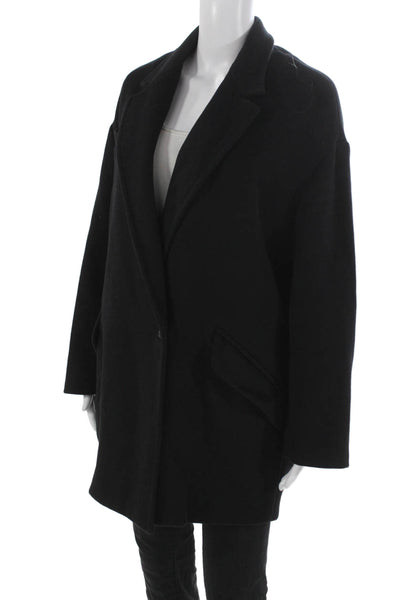 Isabel Marant Women Wool Black Overcoat Button Long Sleeve Size M