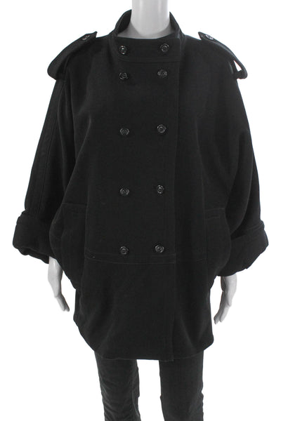 Marc By Marc Jacobs Women Pea Coat Black Button Long Sleeve Size M