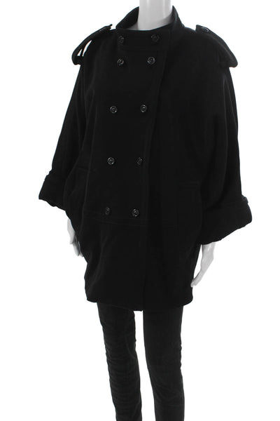 Marc By Marc Jacobs Women Pea Coat Black Button Long Sleeve Size M