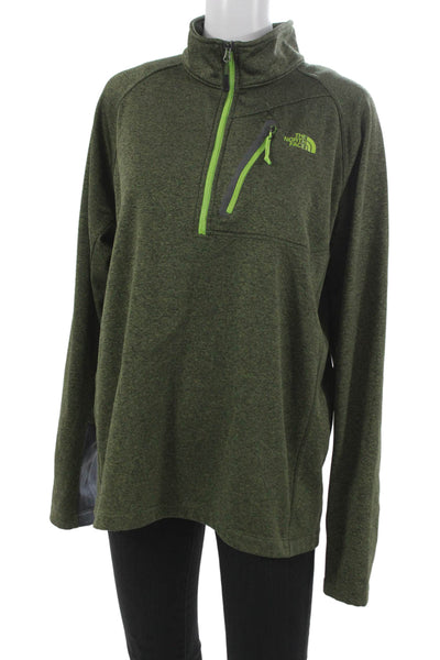 The North Face Mens Green Pullover Sweatshirt Mock Neck Zip Long Sleeve Size L