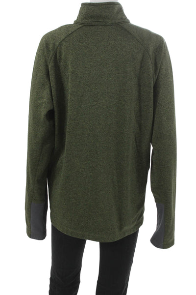 The North Face Mens Green Pullover Sweatshirt Mock Neck Zip Long Sleeve Size L