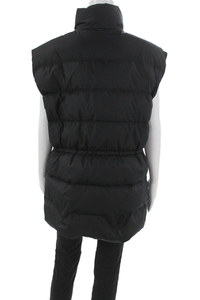 Athleta Women Puffer Vest Black Drawstring Polyester Size M