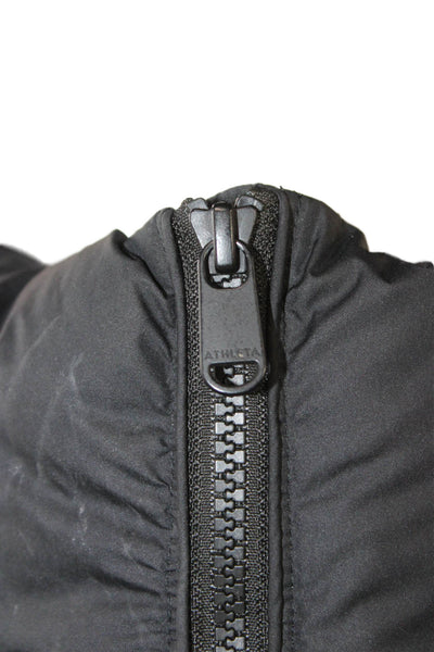 Athleta Women Puffer Vest Black Drawstring Polyester Size M