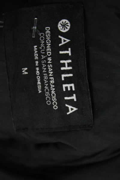 Athleta Women Puffer Vest Black Drawstring Polyester Size M