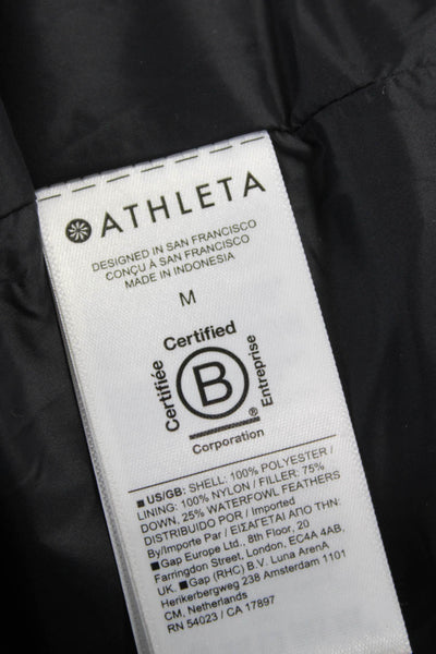 Athleta Women Puffer Vest Black Drawstring Polyester Size M