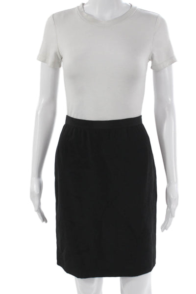 Carolina Herrera Women Silk Black Pencil Skirt Knee Length Zip Size 8