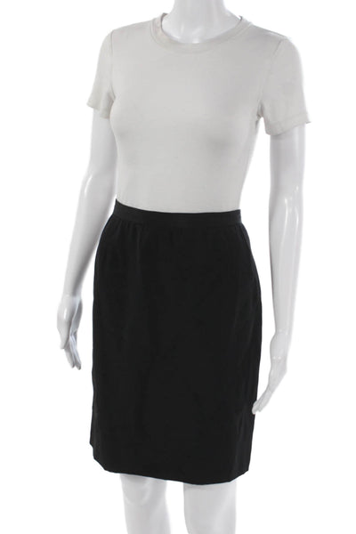 Carolina Herrera Women Silk Black Pencil Skirt Knee Length Zip Size 8