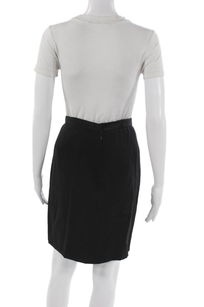 Carolina Herrera Women Silk Black Pencil Skirt Knee Length Zip Size 8