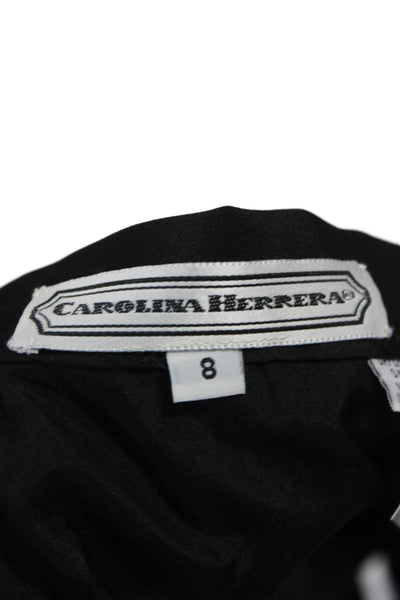 Carolina Herrera Women Silk Black Pencil Skirt Knee Length Zip Size 8
