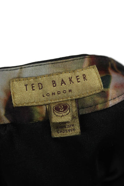 Ted Baker London Women Straight Pencil Skirt Black Polyester Zip Size 2