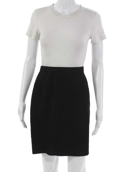 Carolina Herrera Women Straight Pencil Skirt Black Wool Knee Length Zip Size 8