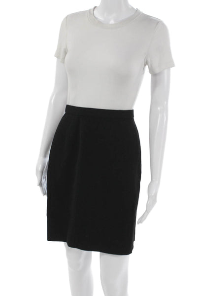 Carolina Herrera Women Straight Pencil Skirt Black Wool Knee Length Zip Size 8