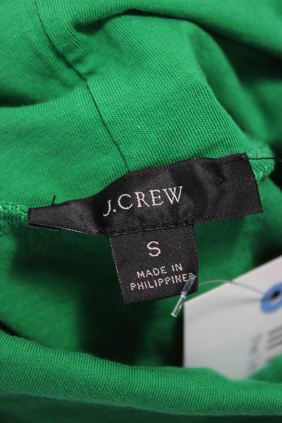 J Crew Women Green Basic T-Shirt Turtleneck Long Sleeve 100% Cotton Size S