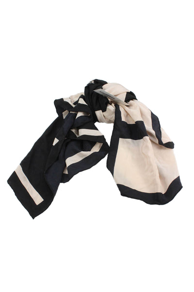 M.M. Lafleur Womens Abstract Printed Silk Square Scarf Beige Black 38"x38"