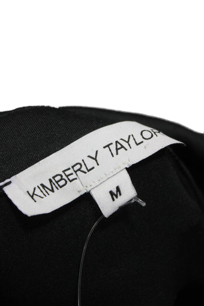 Kimberly Taylor Womens Cropped Button-Up Collared Short Sleeve Black Size M